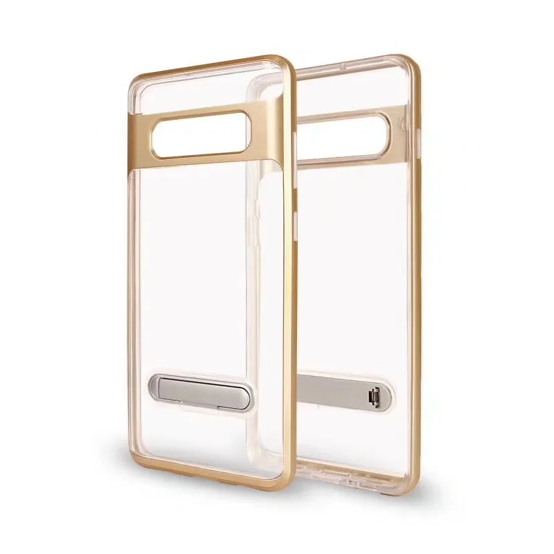 Импорт высокие прозрачные мягкие ТПУ жесткий защитный чехол Frame Magnic Kickstand чехол для телефона для samsung S10 Lite S10 плюс S10 - Цвет: Gold