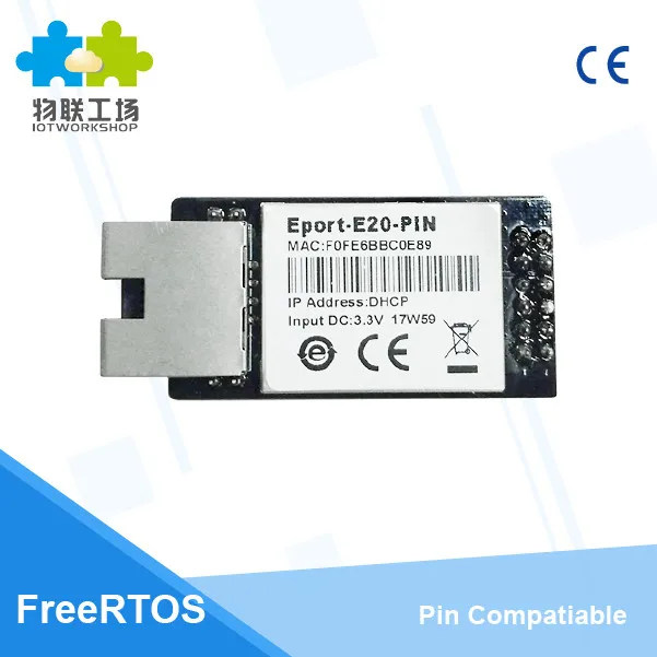 

CE HF Eport-E20-Pin Free RTOS Network Server Port TTL Serial to Ethernet Embedded Module DHCP 3.3V TCP IP Telnet Converter