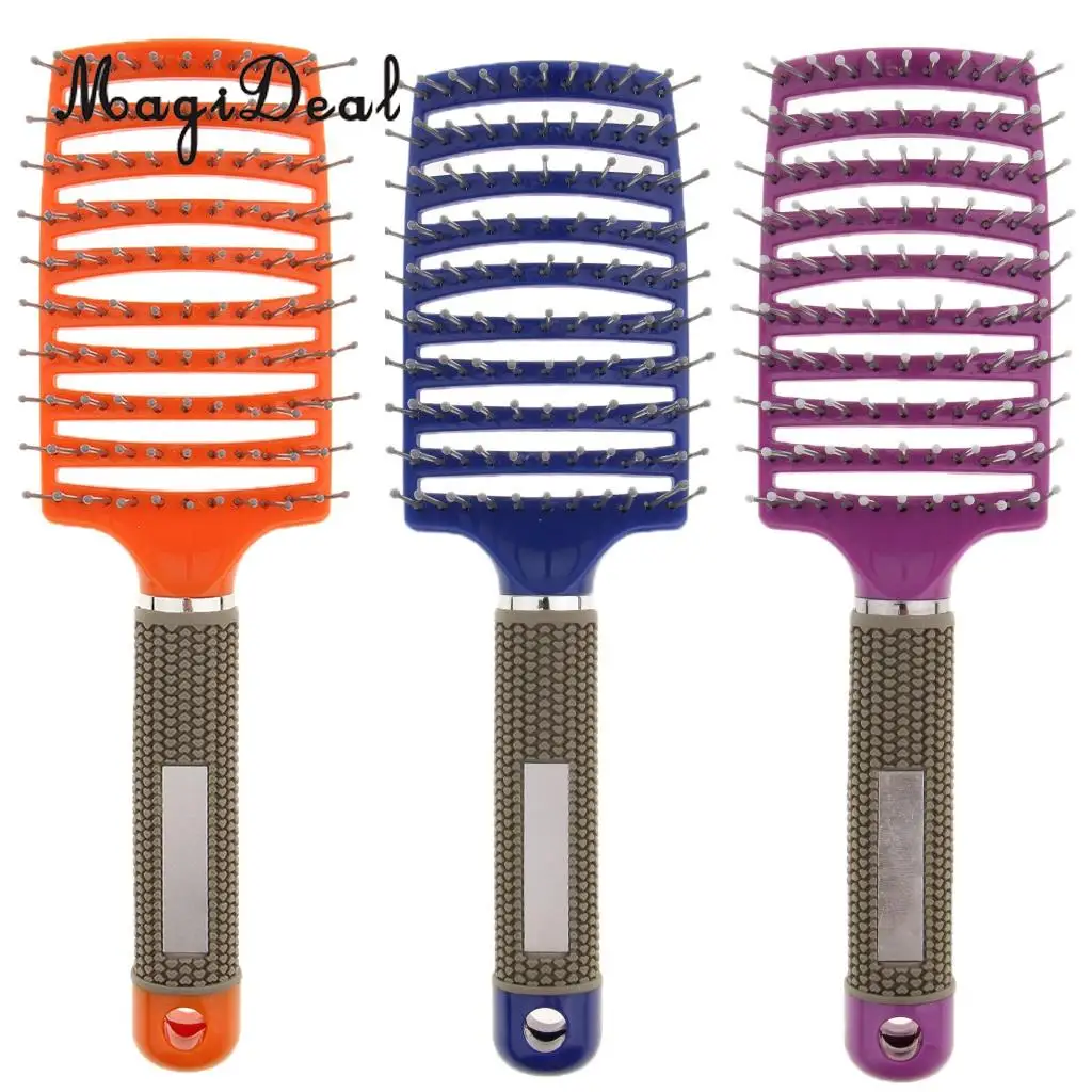 

Magideal 3 Curved Vented Styling Hair Brush Detangling Fast Blow Drying Comb