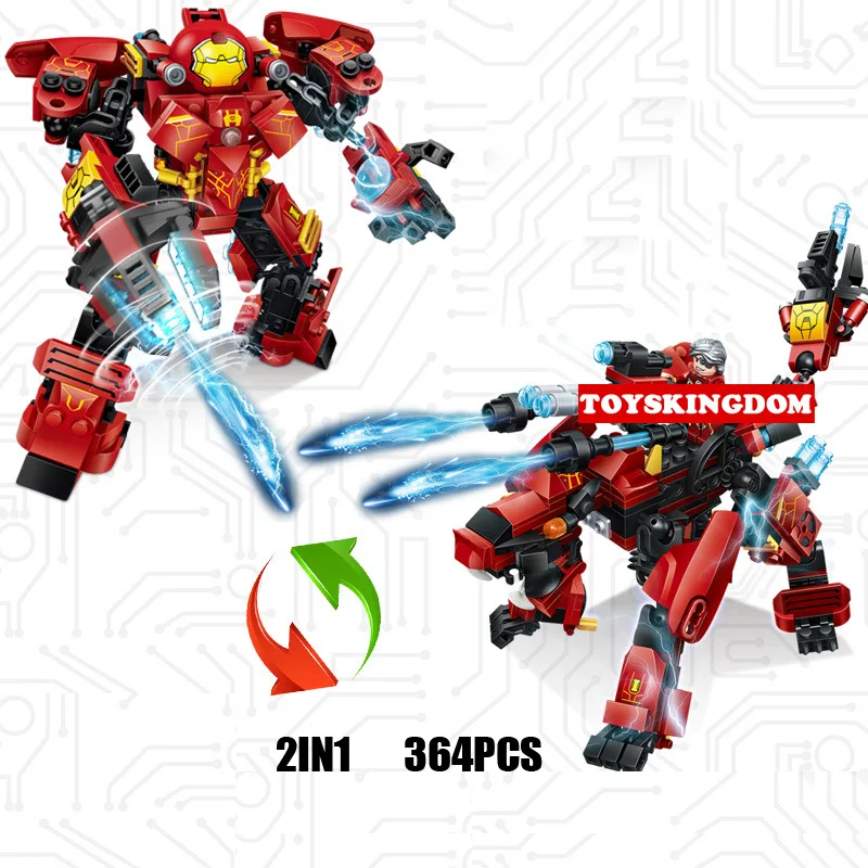 

Hot super heroes avenger Ironman armor wolf mech 2in1 building block Marvel figures DIY assemable bricks toys for boys gifts