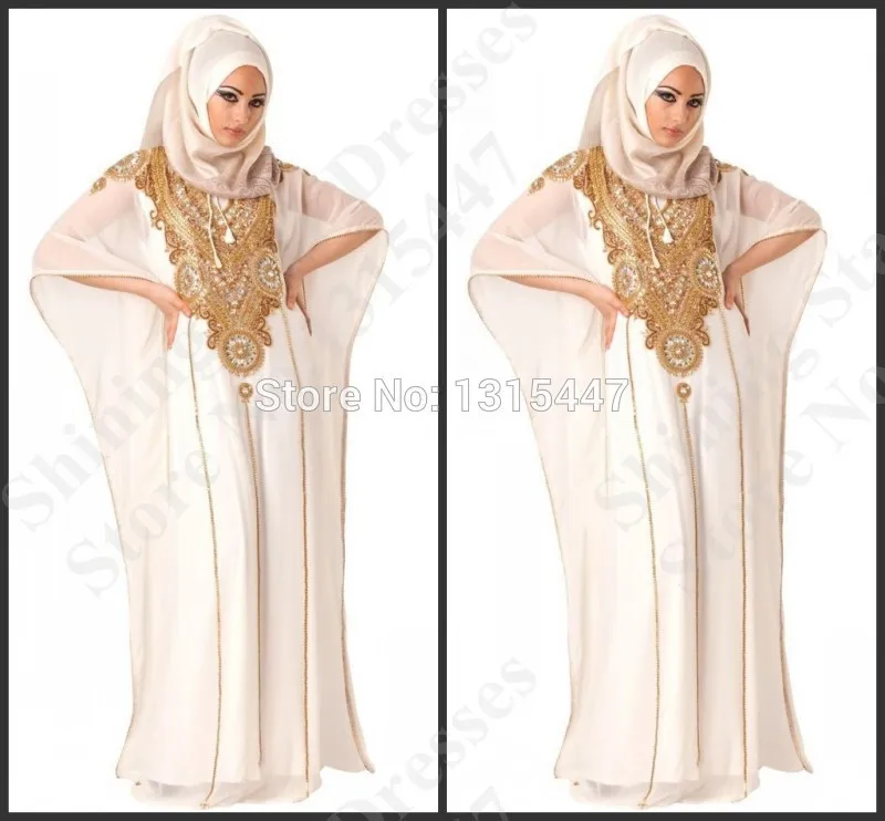 white and gold abaya