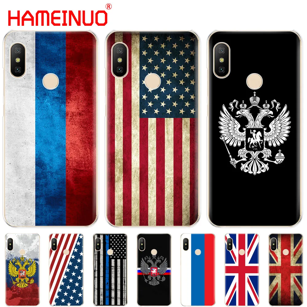 

Russian American British flag national emblem Cover Case for Xiaomi Mi 8 se A2 lite redmi s2 6 6a 6 pro note 6 PRO pocophone F1