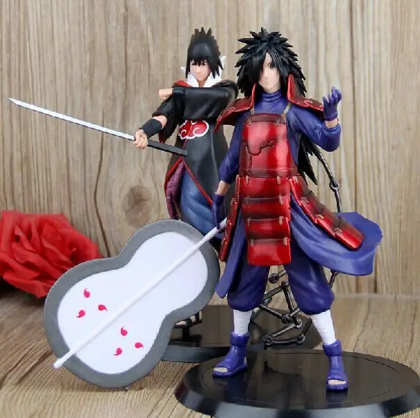 2 unids//lote 18 cm Anime Naruto Uchiha Madara Sasuke PVC figuras de acción