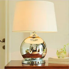 Творческий Современная мода покрытая серебром Стекло ткани ручной работы светодиодный E27 Настольная лампа для Спальня прикроватные Гостиная свет 1341