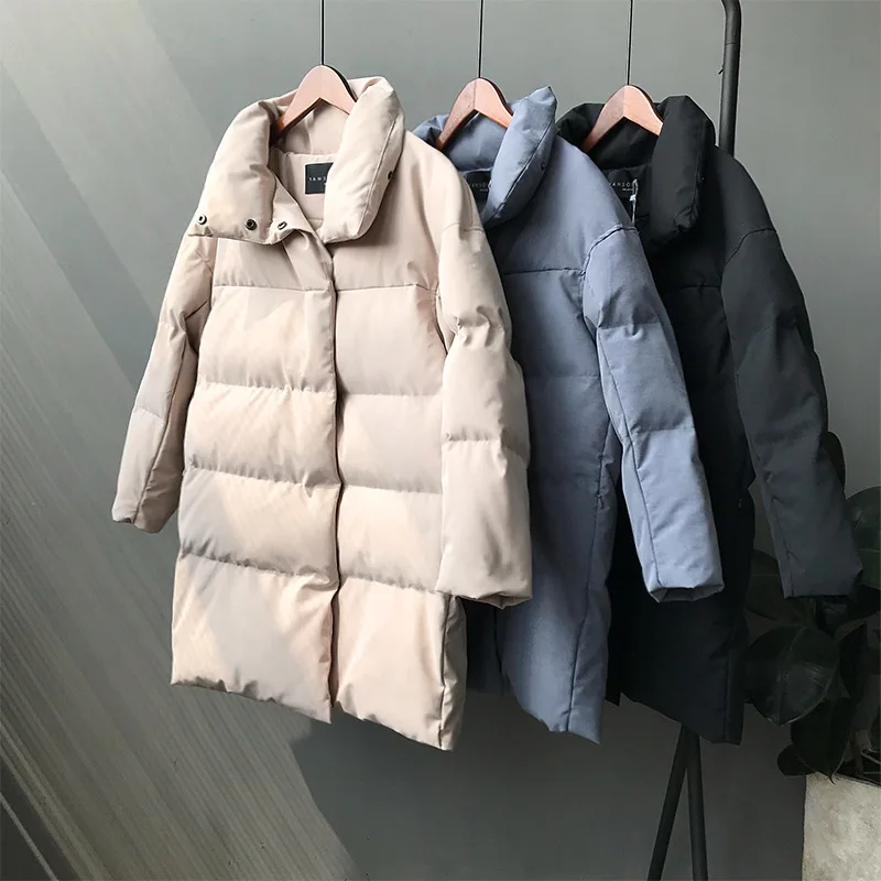 Coréenne Hiver 2018 Parkas Col Vers Nouvelle Outwears Manteaux Le Coton as Beige Chaud Picture Casual noir Vestes Bas Femmes Long Épaississement Montant nwvvFxWfqC