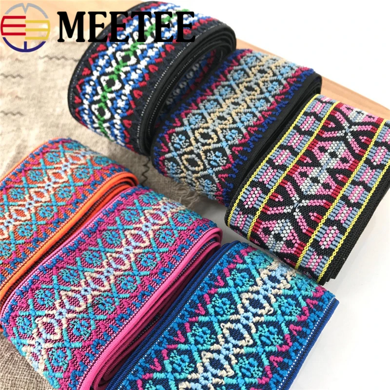 3Meter 5 6cm Elastic Band Ethnic Style Jacquard Decorative Waist