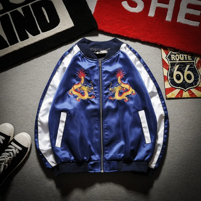 Embroidery Dragon Bomber Jacket Men Jacket Streetwear Hip Hop Baseball Jacket Embroidery Dragon Bomber Jacket Men Jacket Streetwear Hip Hop Baseball Jacket