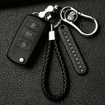 

Anti-lost Phone Number Plate Car Keychain Pendant Auto Vehicle Phone Number Card Keyring Key Chain Car Interior