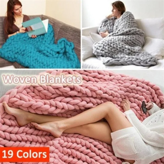 Hot Yarn Knitted Blanket Handmade Hand Warm Chunky Knit Hot Yarn Knitted Blanket Handmade Hand Warm Chunky Knit Merino Soft Wool Thick