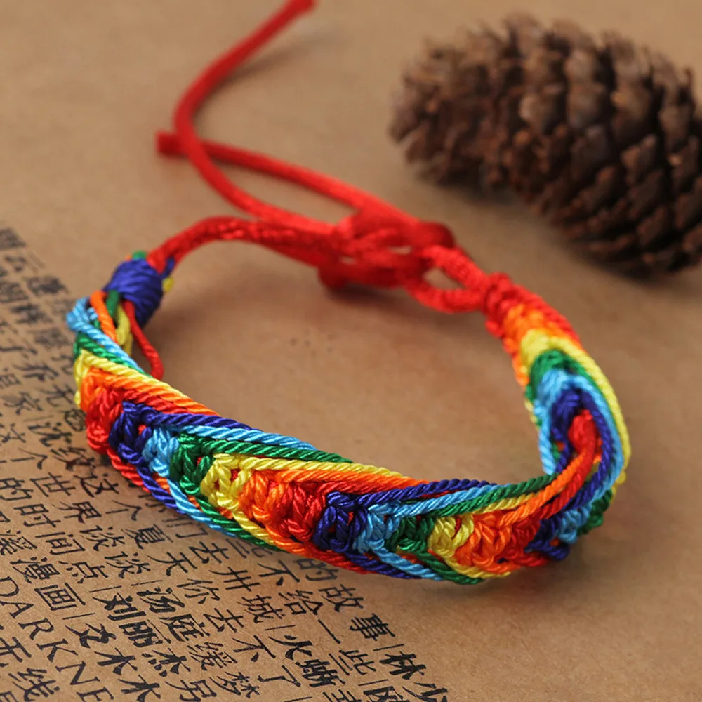 

2019 Hot Charm Lesbian Valentine's Gifts LGBT Flag Braid Rainbow Gay Pride Bracelet Love Mujer Pulseras Drop Shopping Wd2