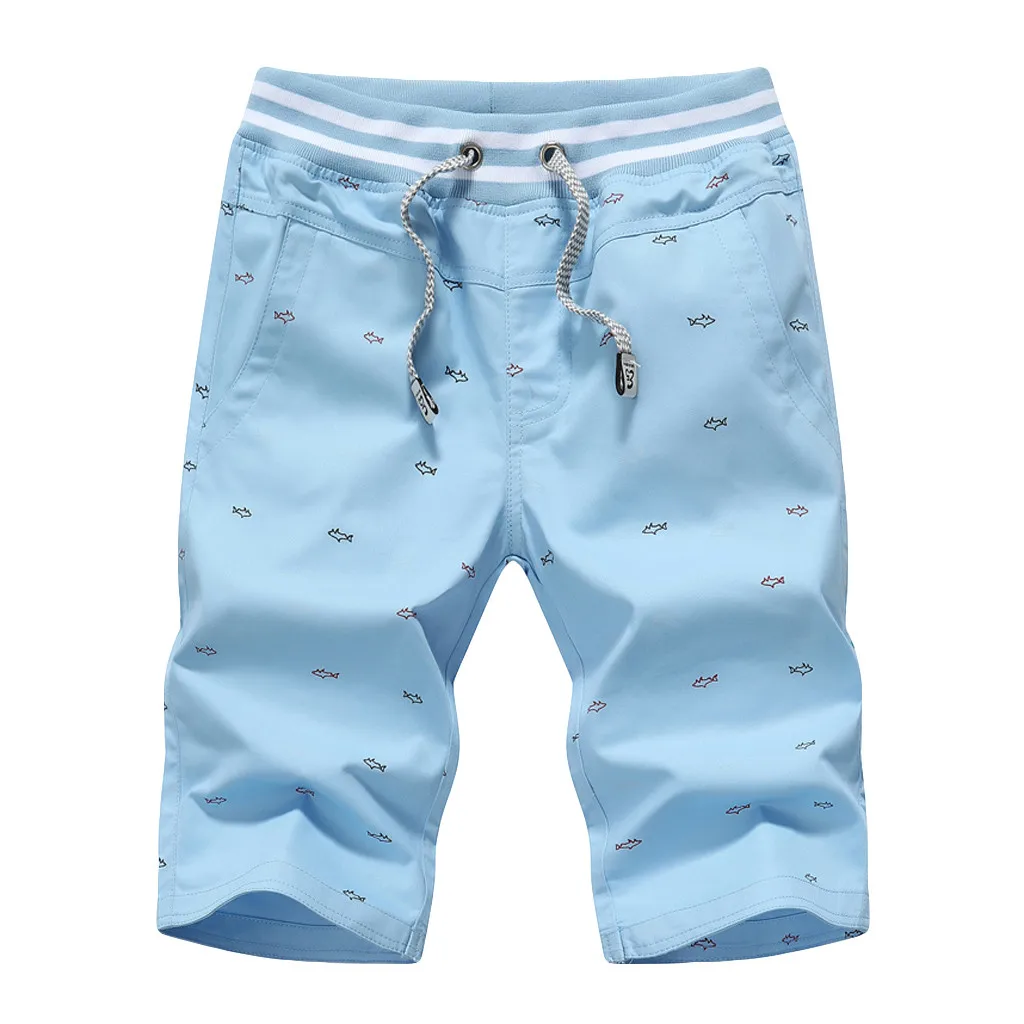Небесно-голубой Новые шорты мужские Pantalones Cortos летние модные повседневные свободные удобные спортивные шорты с принтом Спортивные шорты мужские - Цвет: Небесно-голубой