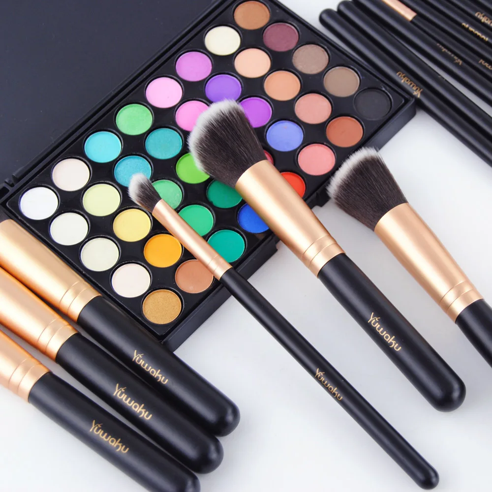 14Pcs  Womens Fashion synthetic Makeup Brushes Set Powder Foundation Eye shadow Cosmetics Beauty Soft Hair Maquiagem Tool Kits