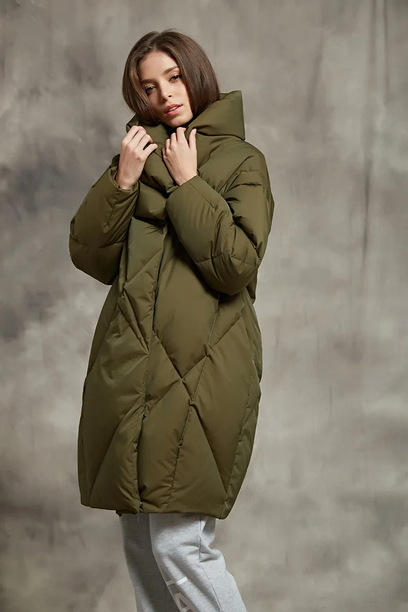 Гусиное меховое пальто, зимнее роскошное теплое 90% натуральное гусиное пуховое пальто, Женское пальто с высоким воротником, черное зеленое плотное теплое пуховое пальто wq125