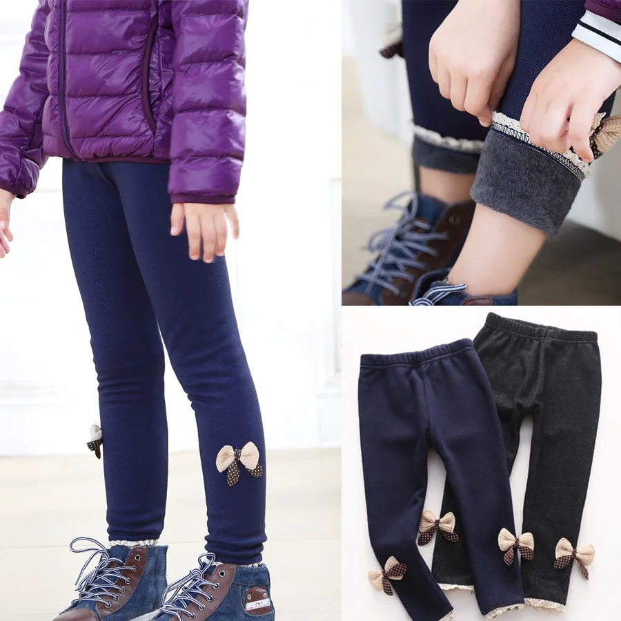 

Children's Fleece Jeans Elastic Girls Pants With Velet Bottom Pants Winter Girls Pants