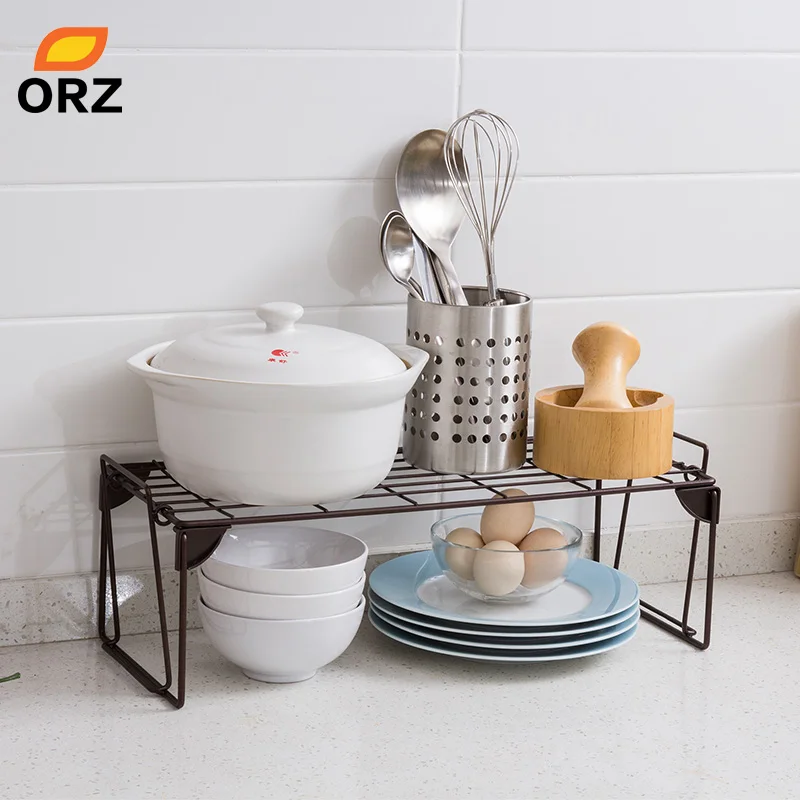 ORZ المطبخ تخزين منظم طوي رف تخزين للحمام تكويم رف توابل المعادن المطبخ مجلس الوزراء مكتب منظم مكتب