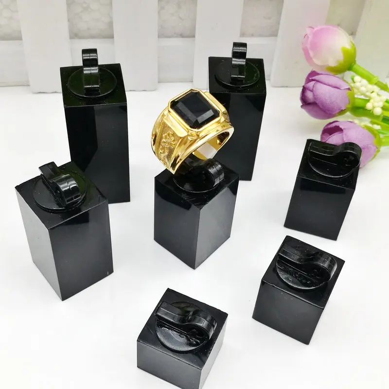 

1Set (7pcs/set) black Plastic Finger Ring Display Stand Holder 25-55 mm