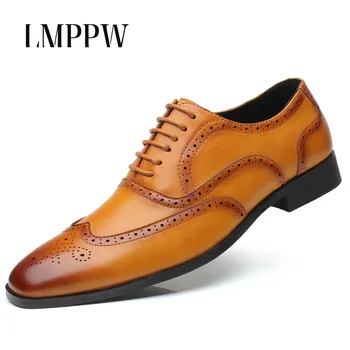 

Luxury Brand Design Oxford Shoes for Men Genuine Leather Brogue Derby Shoes Fashion British Business Wedding Dress Formal Shoes