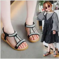 2019 Летний стиль детские сандалии для девочек Дети пляжные шлепанцы для девочек милые жемчуг принцессы для девочек обувь От 1 до 6 лет