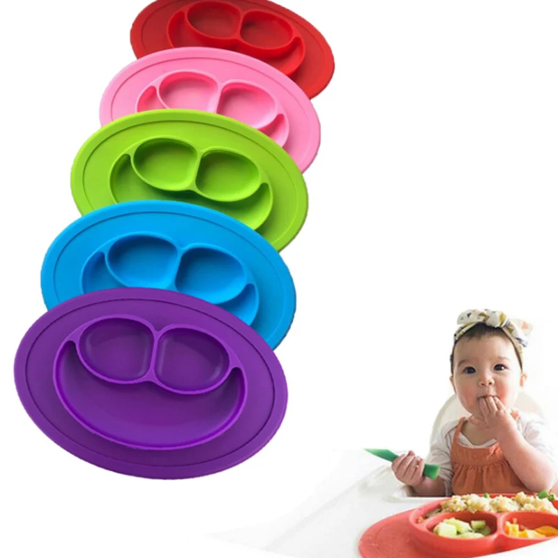 

Silicone Material Baby Dining Plate Health Lovely Smile Face Lunch Tableware Kitchen Fruit Dishes Children Bowl