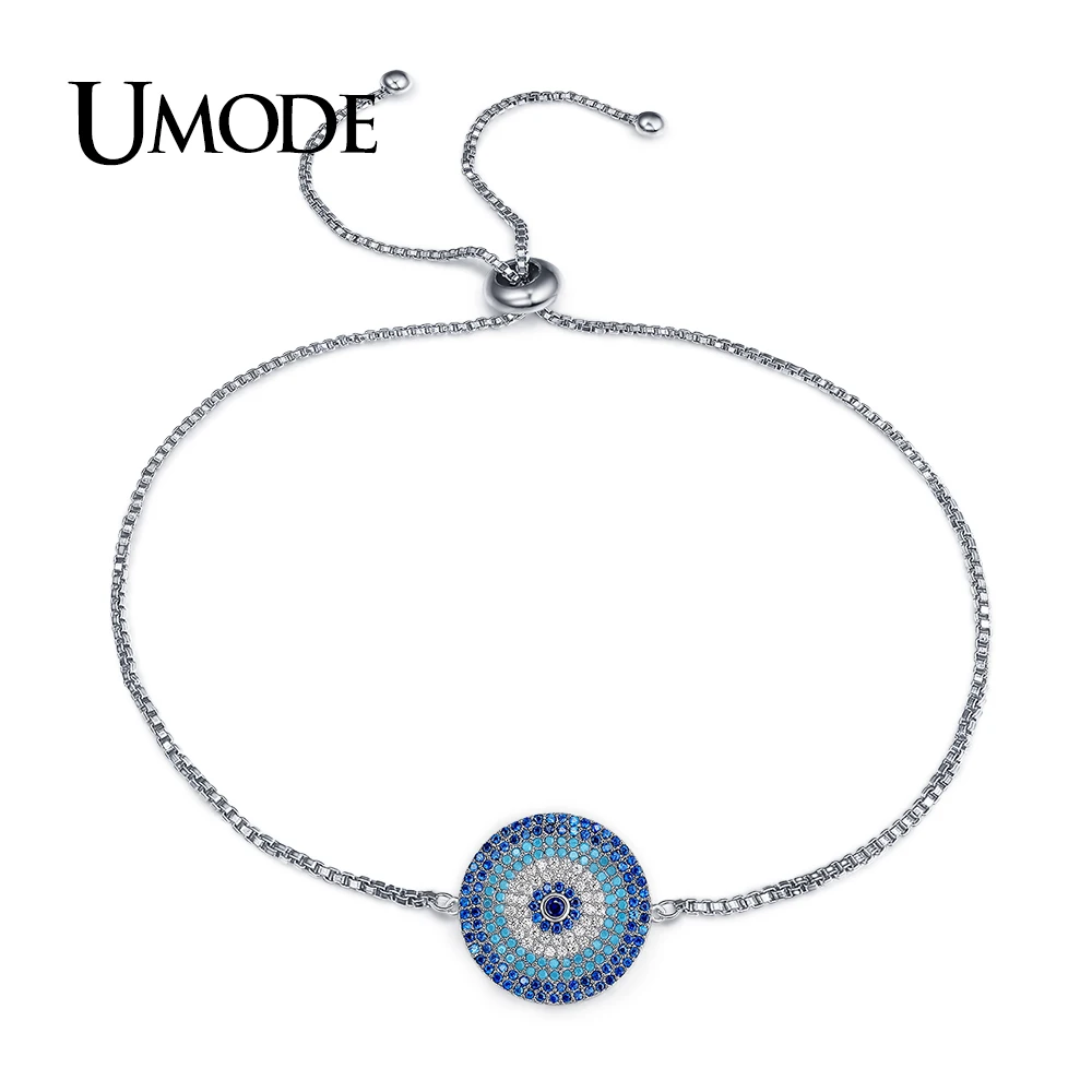 Модные синие браслеты UMODE с круглыми кристаллами и звеньями для девочек