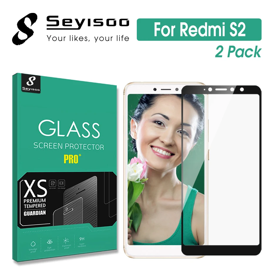 [2 Pack] 100% Original Seyisoo Real 2.5D 9H 0.3mm Full Cover Tempered Glass For Xiaomi Redmi S2 S 2 Xiomi Screen Protector Film