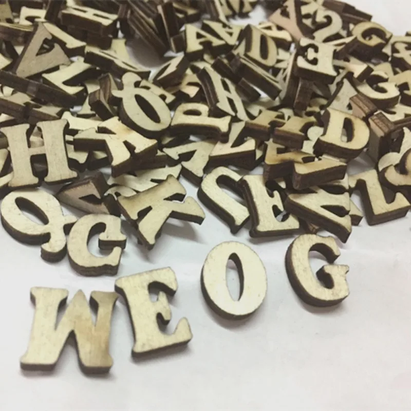 

100 pcs Brand Rustic Wooden Wood Letters Wedding Party Table Scatter Decoration Crafts random letters