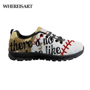 

WHEREISART Baseball Pattern Flats Sneakers Men Cartoon Fashion Male Light Comfortable Walking Shoes Man Mesh Breathable Shoes