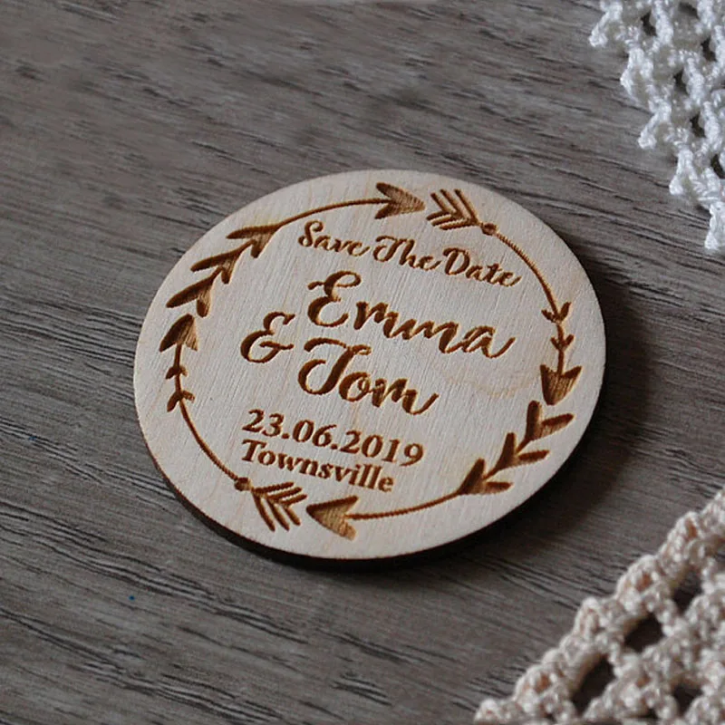 

Personalized save the date magnet , Wedding Favors ,Wooden Magnet ,Rustic Heart Save the Date Anniversary Gift, Custom Bride and