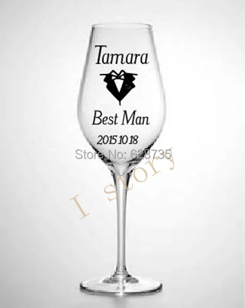 Bride & Groom Top Table personalised Wine or Pint Glass Decal Stickers Wedding 