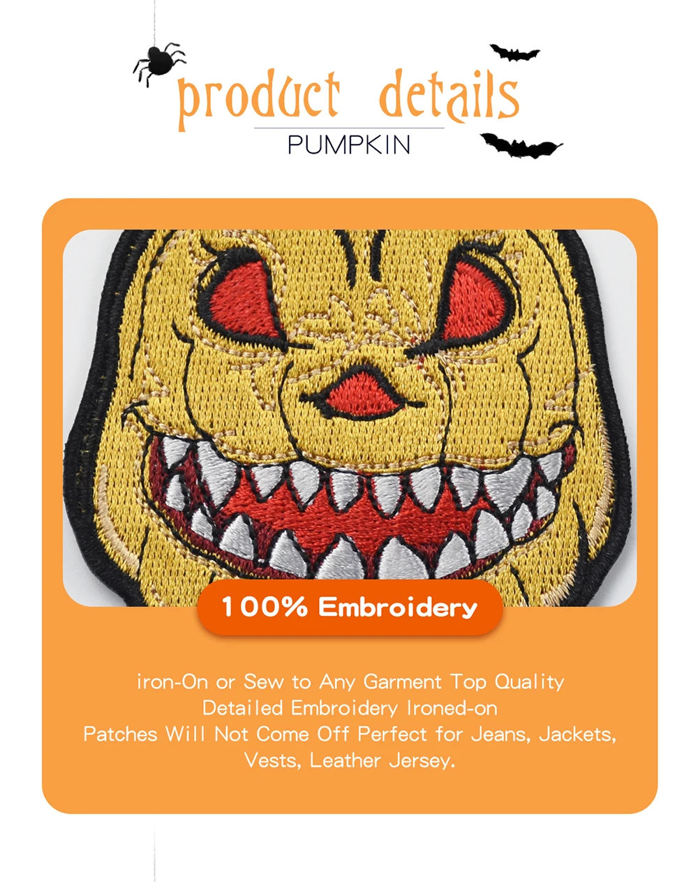 10pcs a Lot Cartoon Horror Pumpkin Lantern For Halloween Iron On Or Sew On Embroidered Patch - 2.23 INCH Free Shipping (3)