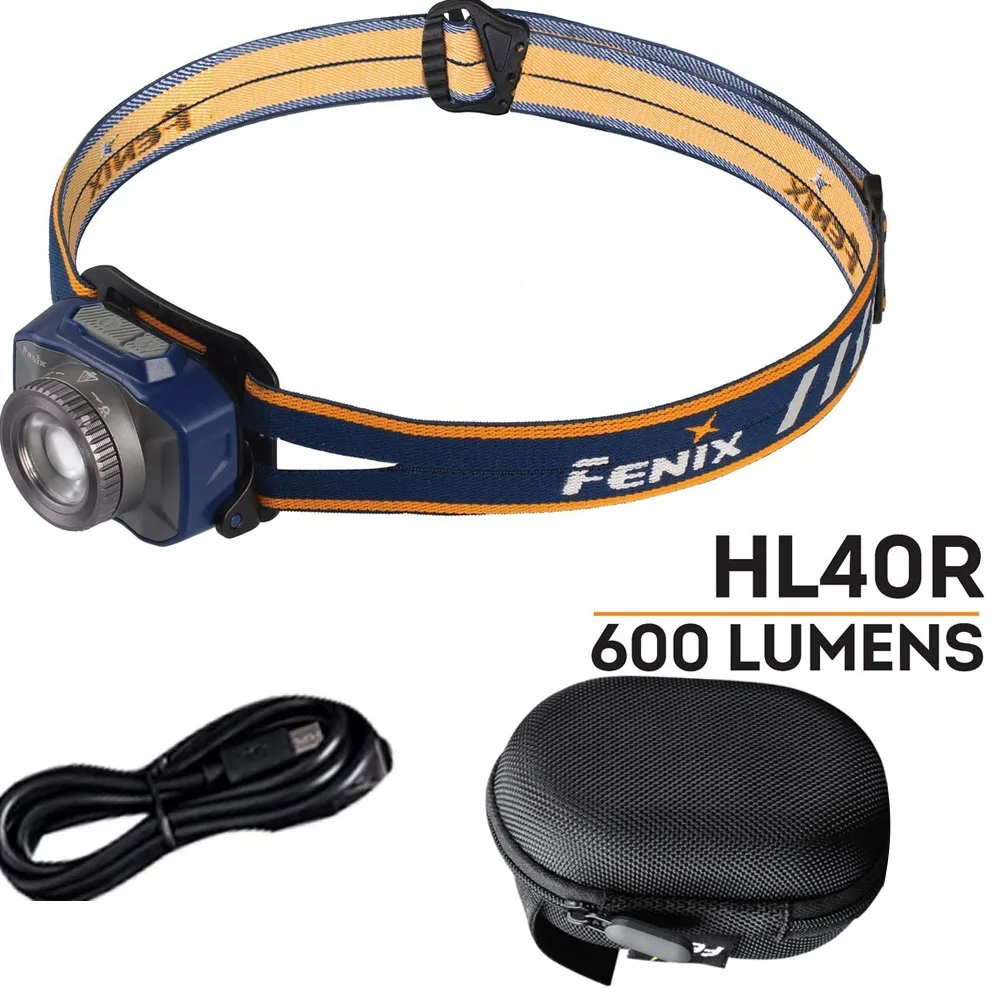 

Fenix HL40R USB rechargeable 600 lumen zoom-able adjustable beam distance CREE LED headlamp Built-in 2000mAh Li-polymer APB-20