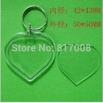 

3pcs Inner 4.2x4.3cm DIY Heart Clear Acrylic Blank Keychain Photo Frame Key Chain Ring