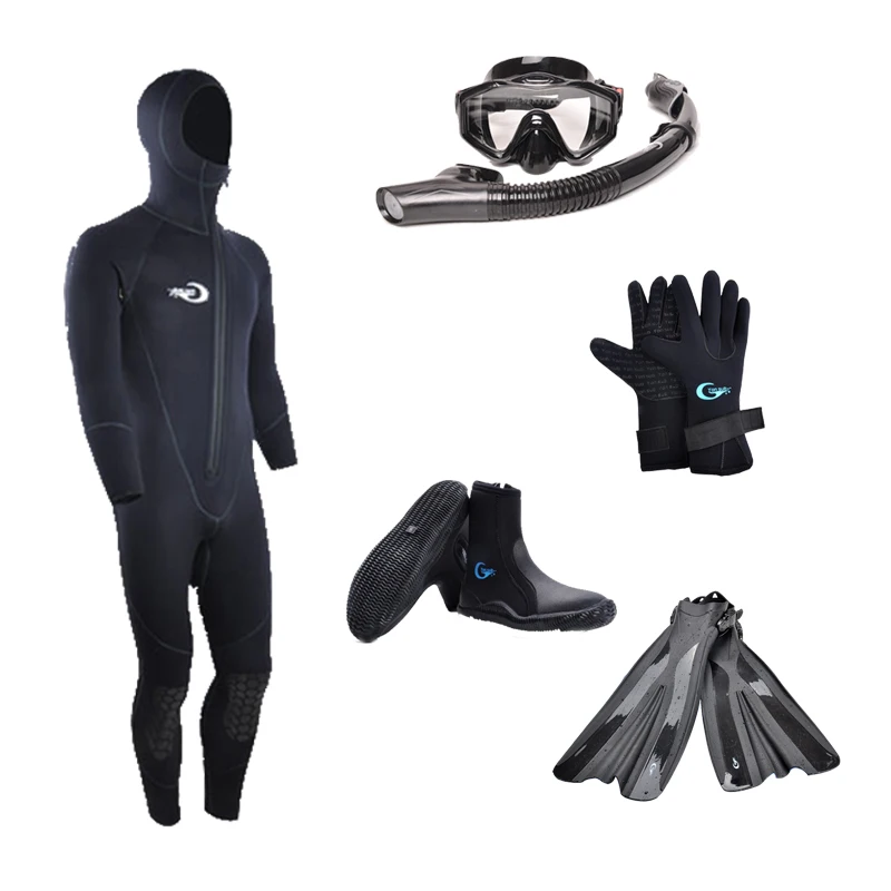 Yonsub дайвинг плавание подводное плавание ласты гидрокостюм с маска сухой трубка Комплект для дайвинга перчатки и ботинки для праздника/стартовый набор