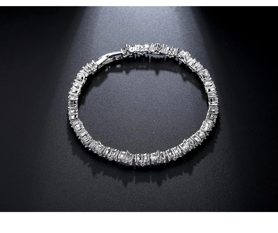 Luoteemi Европейский Элегантный Простой Дизайн круглой огранки кубического циркония браслет из белого золота-Цвет невесты очаровательный браслет для Для женщин
