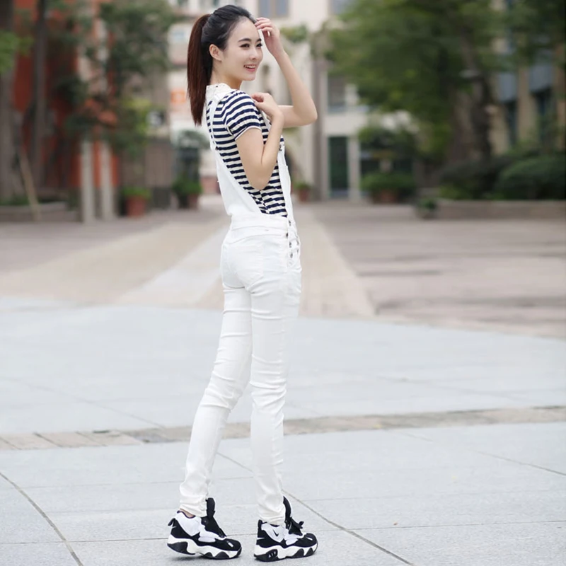 Летние новые женские джинсовые комбинезоны брюки ноги Корейская версия стройнящие белые узкие брюки размер s m l xl