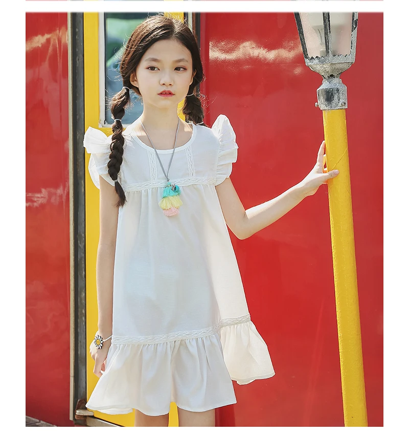 baby big girl dress kid petal sleeve knee length party dresses for girls clothes new 2018 white pink girls summer dress clothing (3)