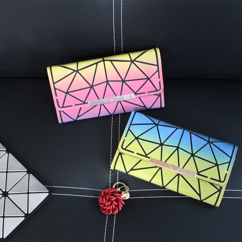 

Geometric New Long Women Wallets Lattice Luminous Wallet Women clutch Purse Brand rainbow wallet purse for women