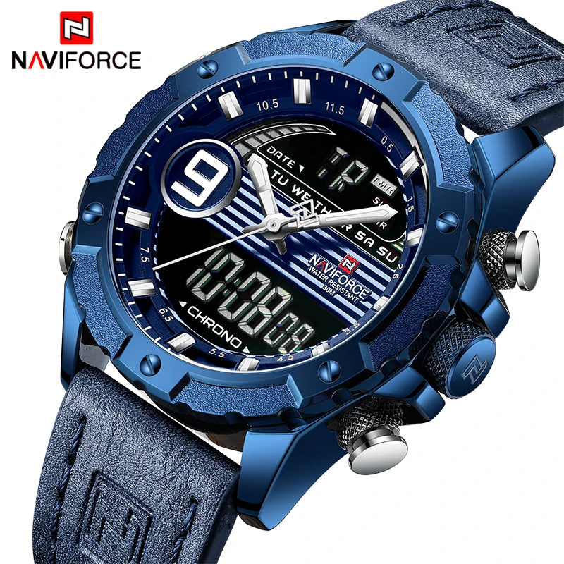 

Top Luxury Brand NAVIFORCE Men Sport Watches Men's Quartz Digital Clock Man Fashion Leather Military Army Waterproof Wrist Watch