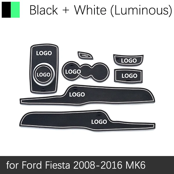Противоскользящие резиновые ворота слот чашки коврик для Ford Fiesta 2008- MK6 ST аксессуары 2009 2010 2011 2012 2013 MK7 - Название цвета: White Luminous
