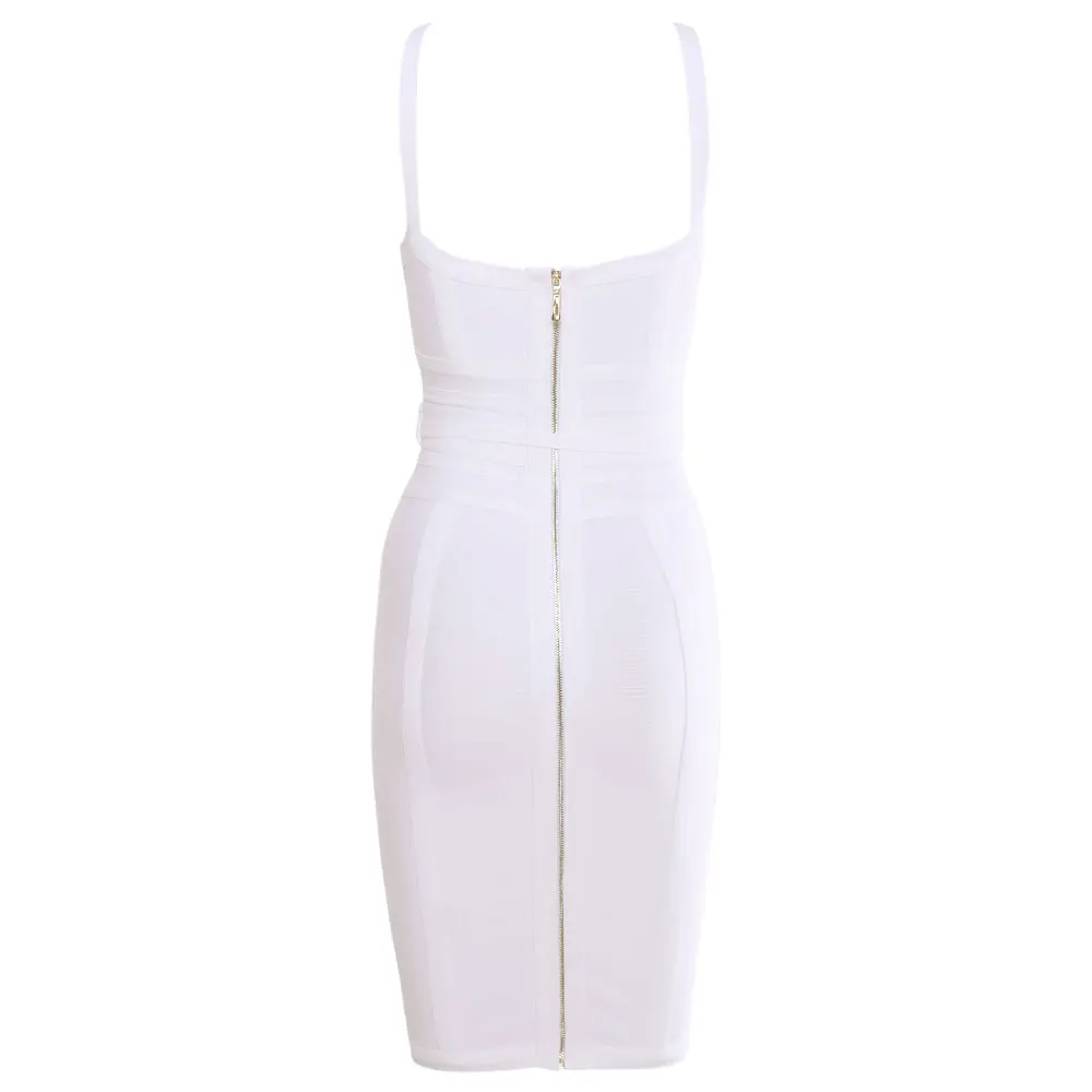 XL Белый Новое поступление тонкий ремень спагетти ремень сексуальные женские V шеи Пояса Вечерние облегающее Бандажное платье дешево