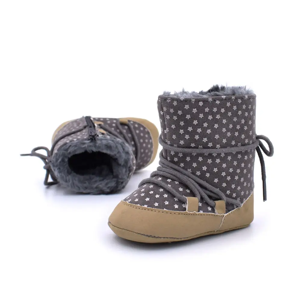 Зимние супер теплые младенческой мягкой подошвой зимние сапоги на шнуровке для маленьких мальчиков и девочек Мокасины детская обувь для