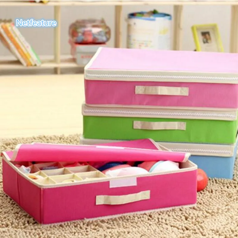 Quente Coberta Casa Dobrável saco Grande Capacidade De Armazenamento de 16 Grades Caixa de Armazenamento de Roupas de Acabamento Para Underwear Sock Organizer Container