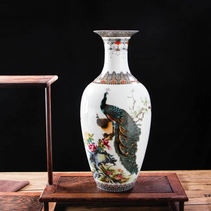 Антикварная ваза Jingdezhen с павлином модель беличьего Журавля предметы мебели для