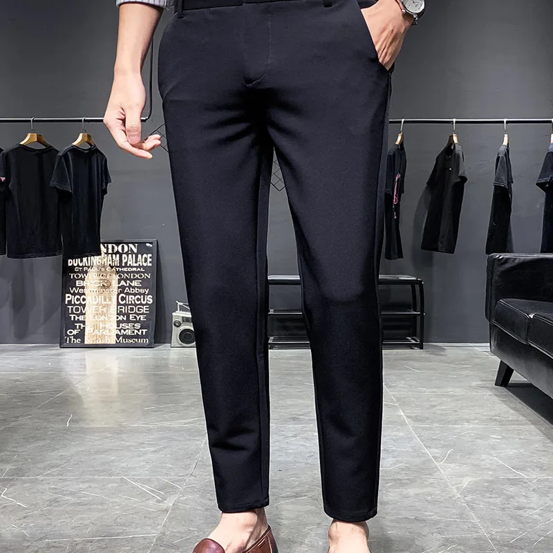 

2019 Spring And Autumn Fashion New Men'S Casual Nine Pants Men'S Elastic Breathable Feet Slim Nine Pants Simple Style Men'S Pant