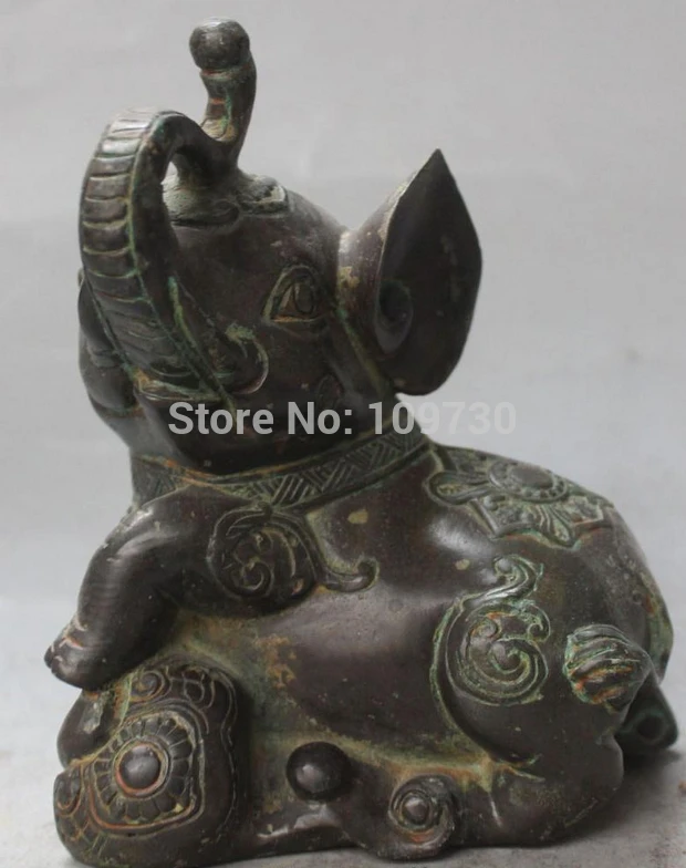bir 002836 17CM Marked Chinese Bronze Auspicious Animal Elephant