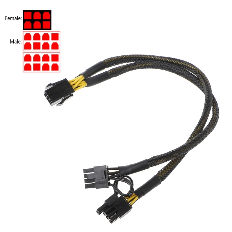 PCIE 6Pin female Y Splitter to Dual PCI-E 8Pin(6+2)male cable for BTC/ETH Mining