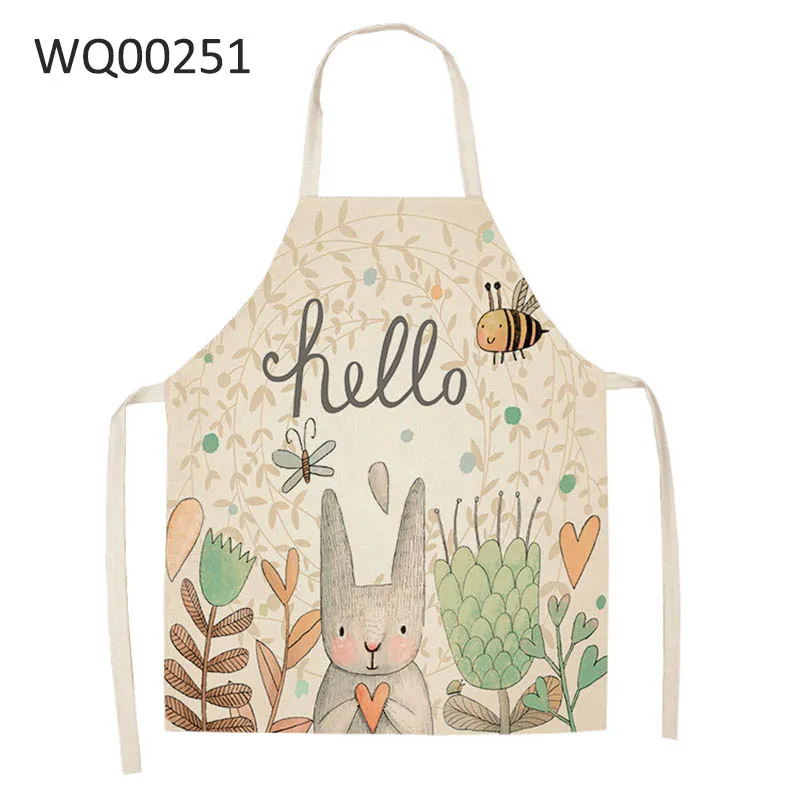 Home Cleaning Tools 68*55cm,47*38cm Cooking Apron Cartoon Animal Printed Waterproof Cotton Linen Women Sleeveless Kitchen Aprons