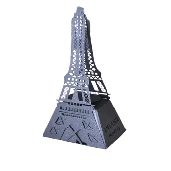 

Wholesale party supplies Tower shaped laser cut luxury gold wedding party candy favor box