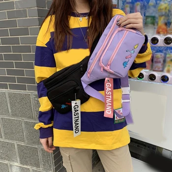 

Fashion Harajuku Trendy Ladies Chest Bag Casual Embroidery Crossbody Pouch Tide Brand Hip Hop Street Trend Waist Bag