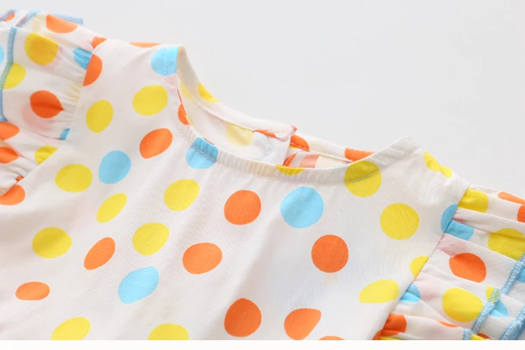 2018 Summer 2-10 Years Beautiful Pretty Sweet Children Baby Kids Pleat Short Fly Sleeve Party Prom Polka Dot Dresses For Girls (8)